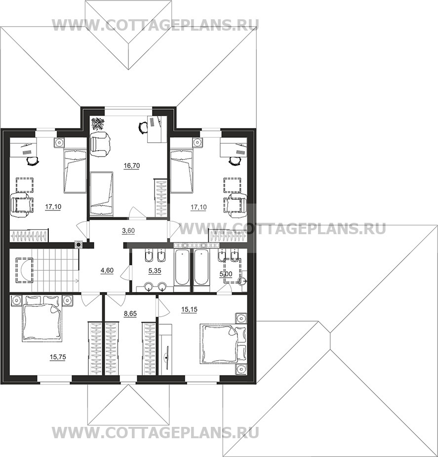 Поэтажные планы проект дома 98-93 общ. площадь 381,10 м2