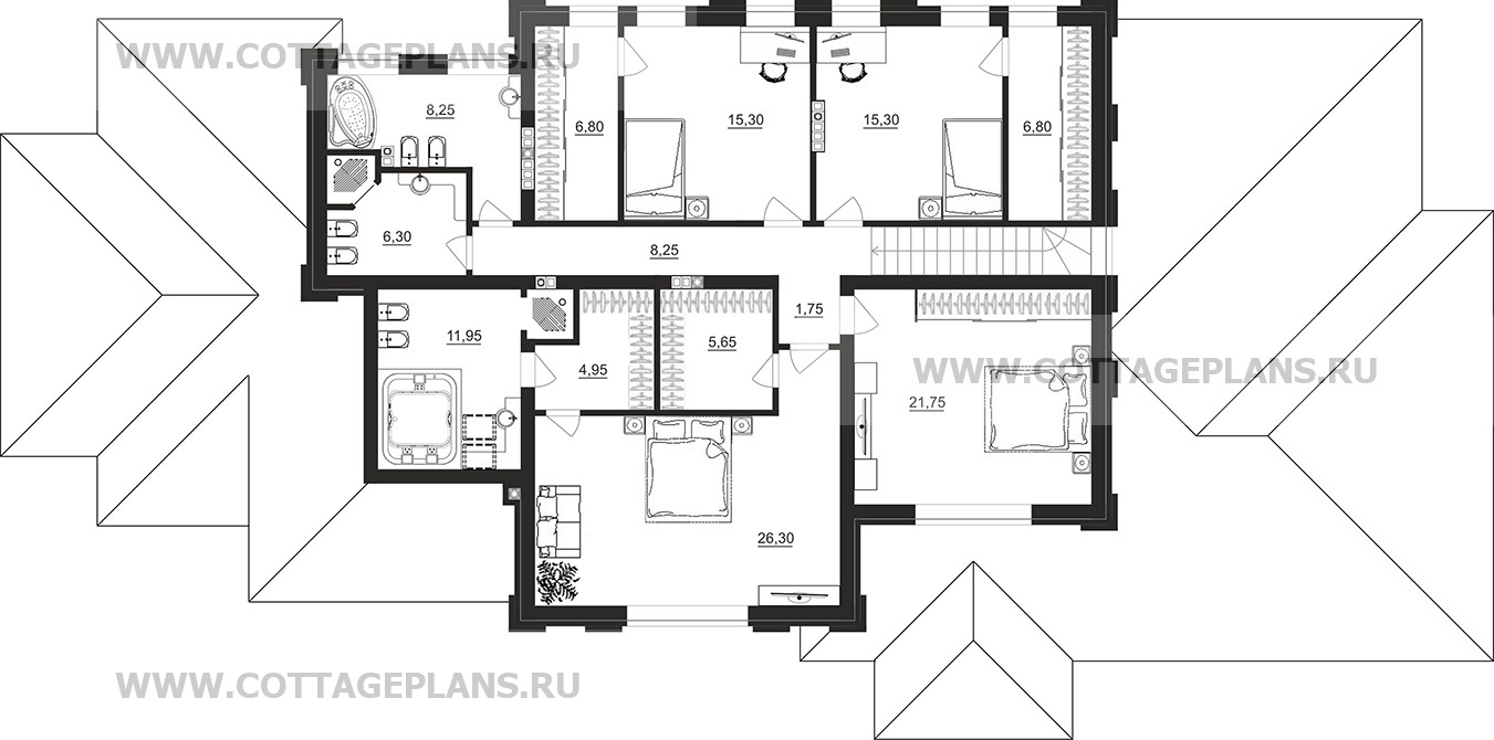 Поэтажные планы проект дома 105-45 общ. площадь 504,25 м2