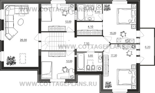 Поэтажные планы проект дома 22-32 общ. площадь 340,30 м2
