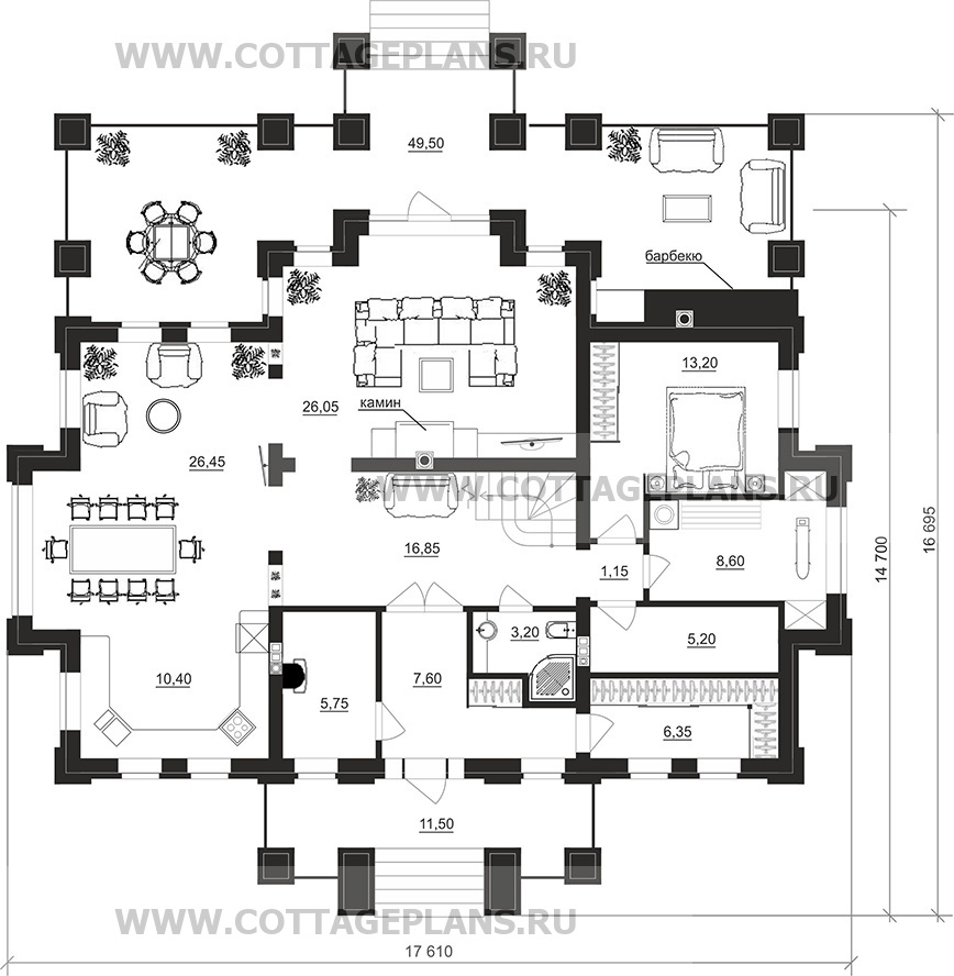 Поэтажные планы проект дома 100-10 общ. площадь 254,90 м2