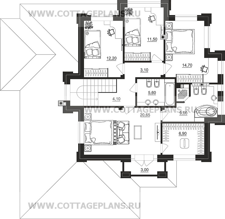 Поэтажные планы проект дома 202-06 общ. площадь 207,45 м2
