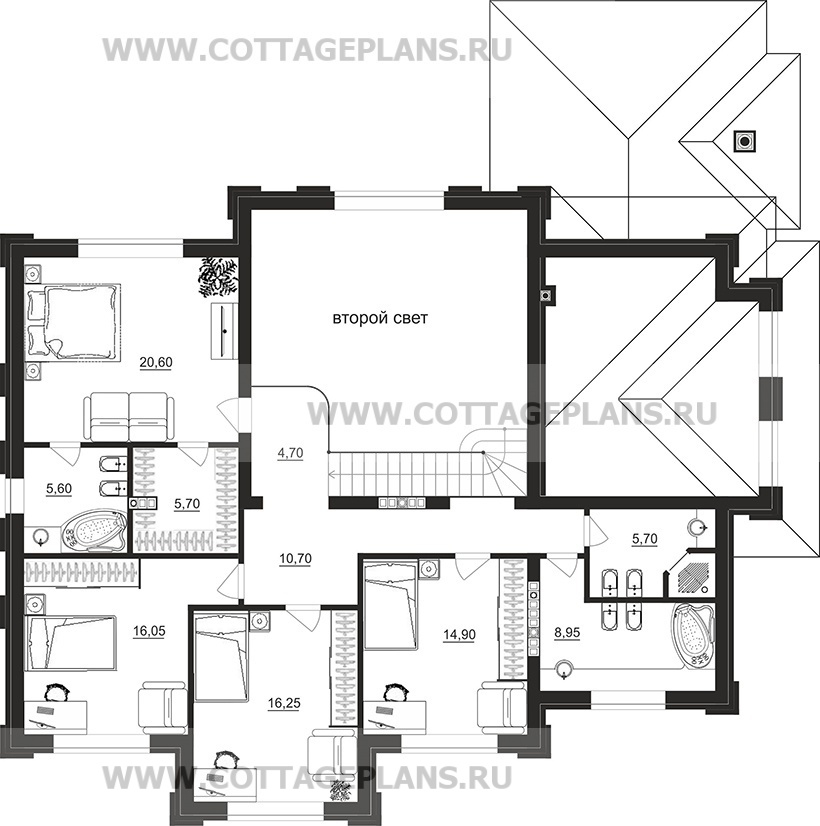 Поэтажные планы проект дома 203-73 общ. площадь 432,45 м2