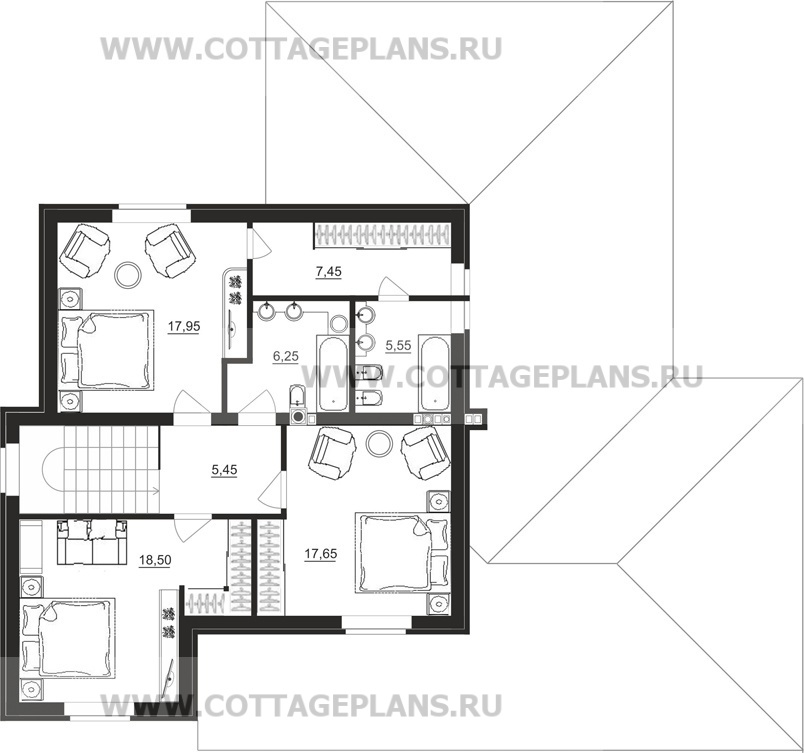 Поэтажные планы проект дома 83-52 общ. площадь 217,80 м2