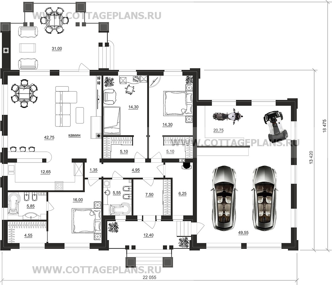 Поэтажные планы проект дома 07-75 общ. площадь 214,75 м2