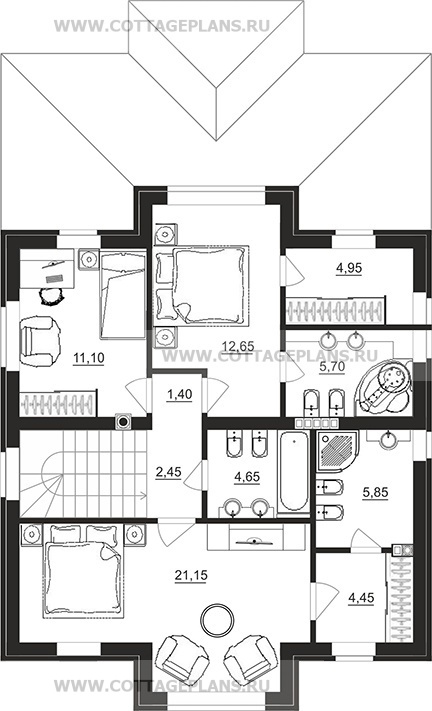 Поэтажные планы проект дома 92-39 общ. площадь 147,35 м2