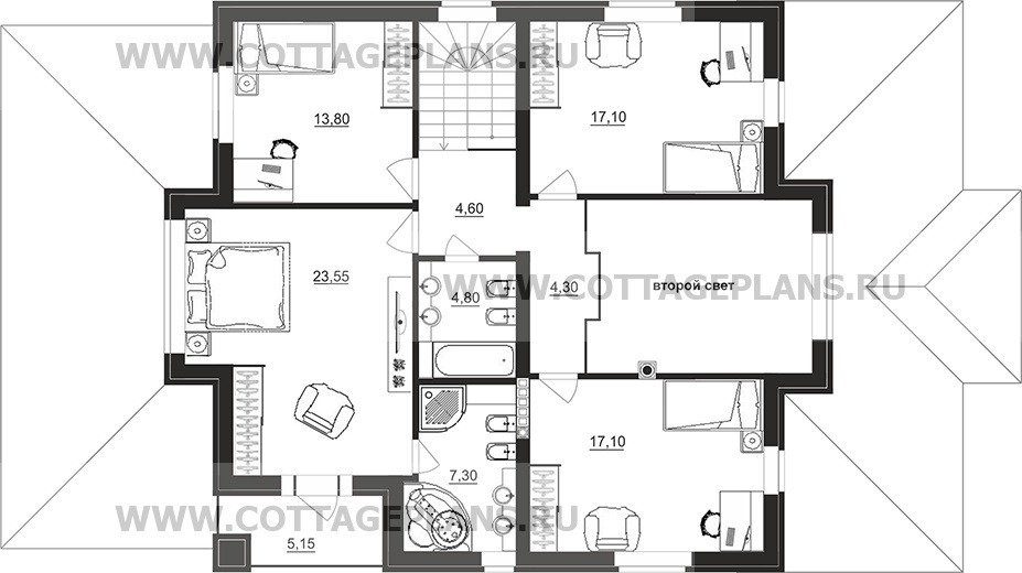 Поэтажные планы проект дома 77-20 общ. площадь 229,35 м2