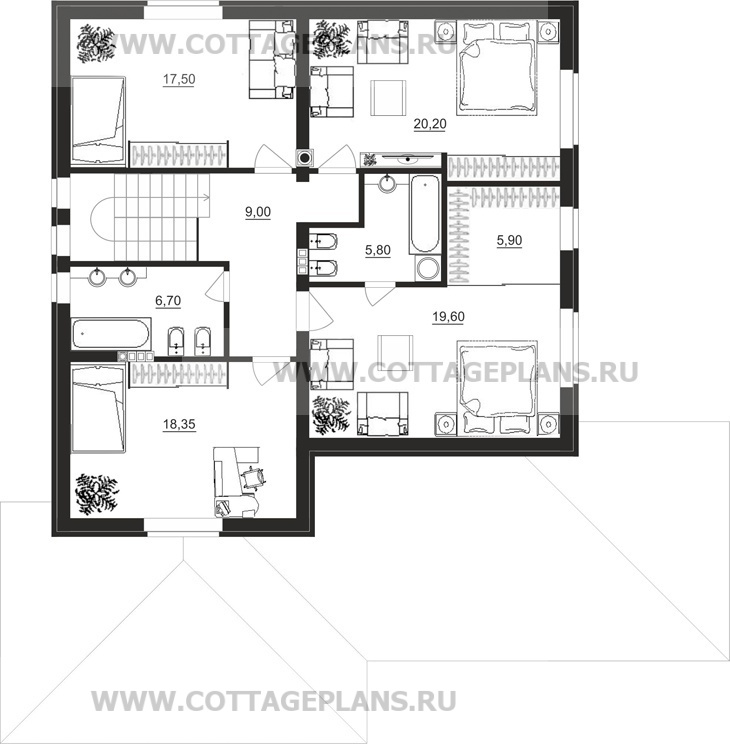 Поэтажные планы проект дома 92-09 общ. площадь 206,95 м2