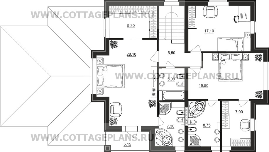 Поэтажные планы проект дома 96-08 общ. площадь 370,50 м2