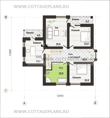 Поэтажные планы проект дома 59-94 общ. площадь 209,6 м2
