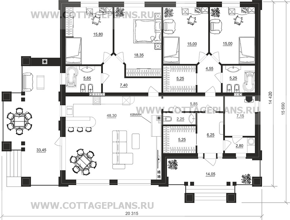 Поэтажные планы проект дома 900-14 общ. площадь 169,00 м2