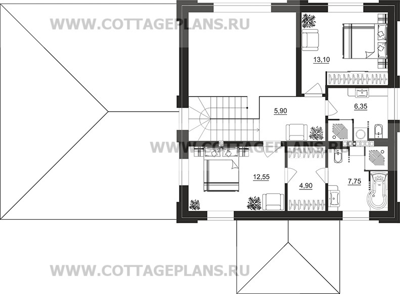 Поэтажные планы проект дома 206-40 общ. площадь 162,20 м2