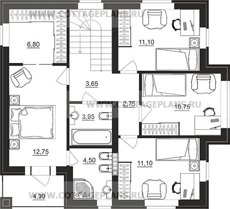 Поэтажные планы проект дома 76-03 общ. площадь 188,10 м2