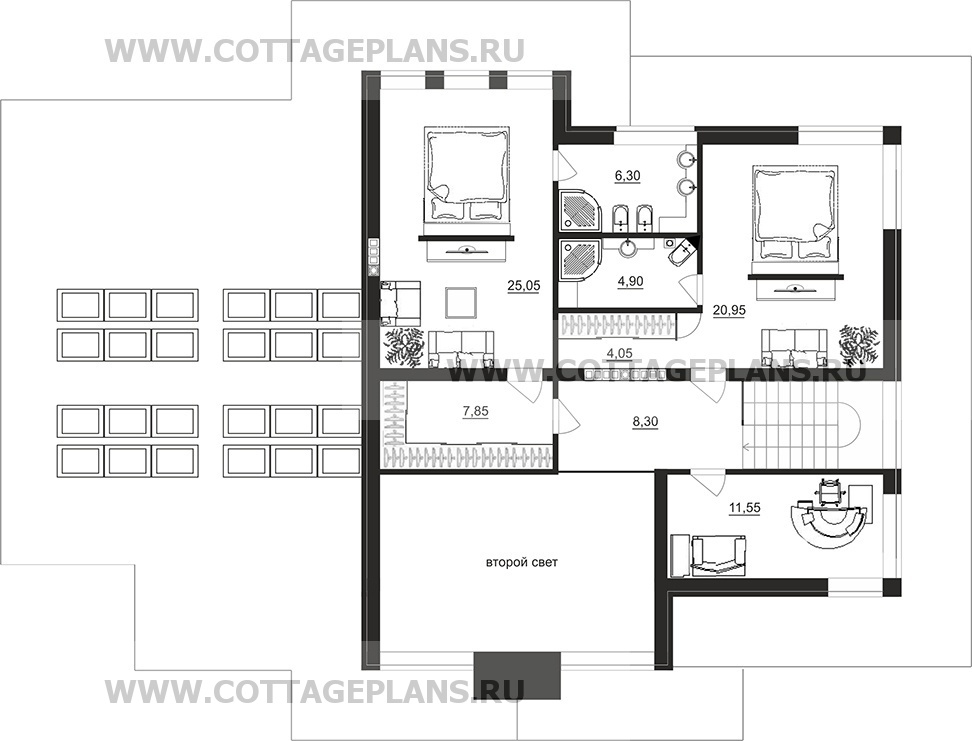 Поэтажные планы проект дома 76-55 общ. площадь 370,20 м2