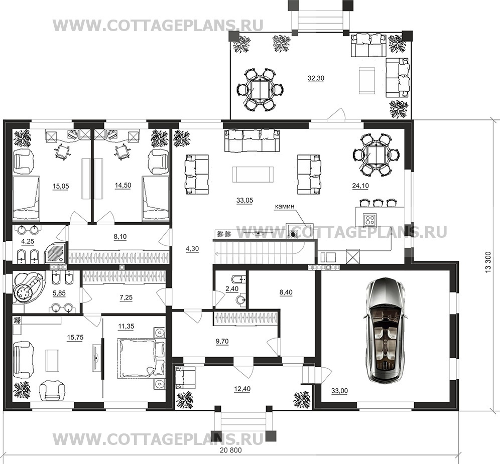 Поэтажные планы проект дома 20-57 общ. площадь 392,95 м2