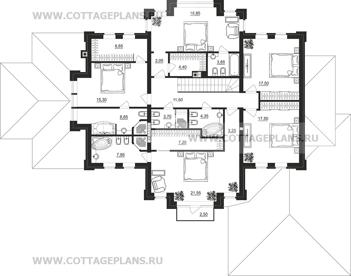 Поэтажные планы проект дома 102-27 общ. площадь 357,95 м2