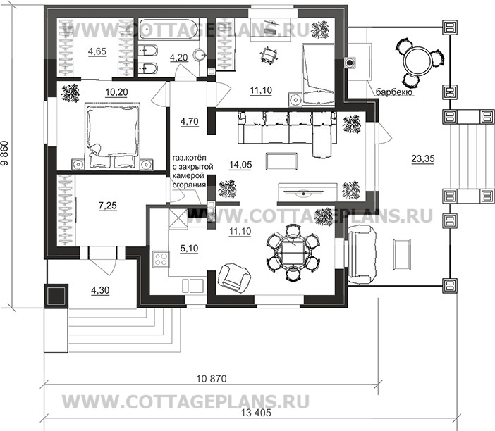 Поэтажные планы проект дома 07-34 общ. площадь 72,35 м2