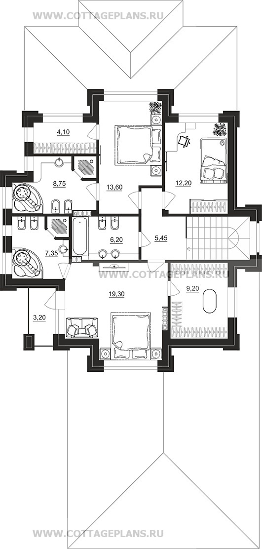 Поэтажные планы проект дома 200-84 общ. площадь 223,20 м2