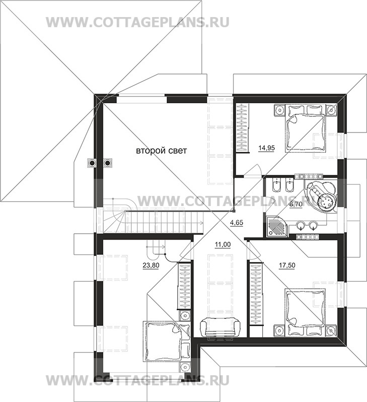 Поэтажные планы проект дома 75-71 общ. площадь 183,65 м2