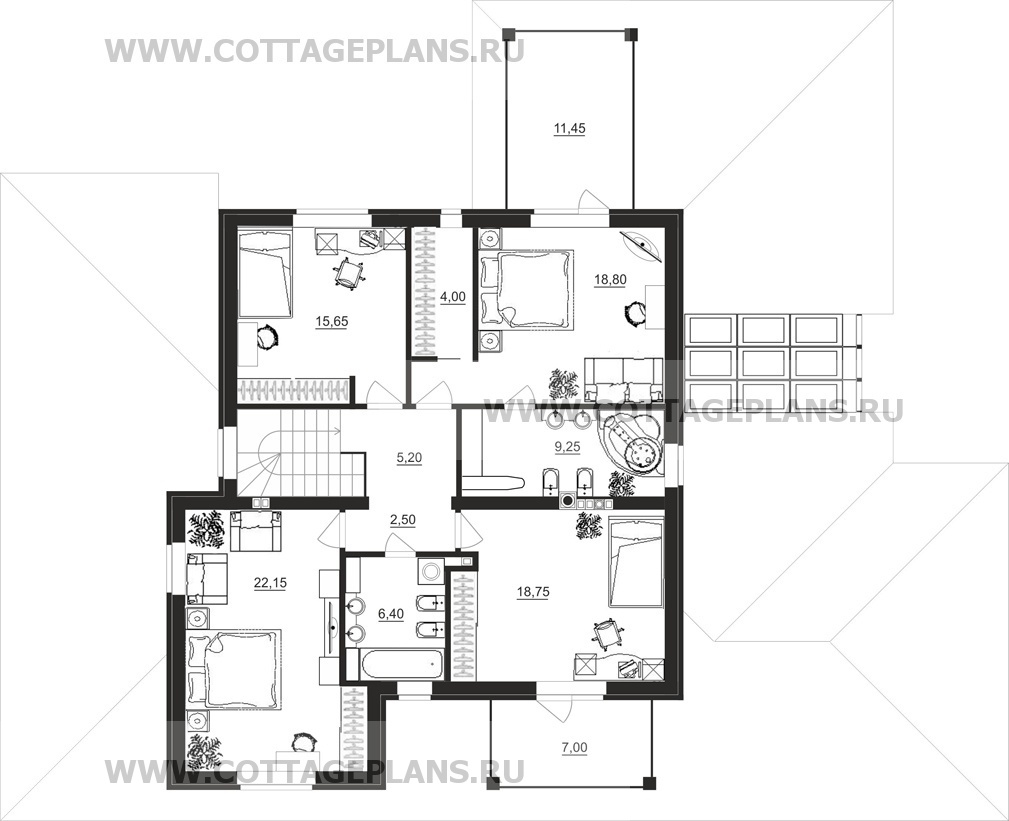 Поэтажные планы проект дома 15-93 общ. площадь 308,85 м2