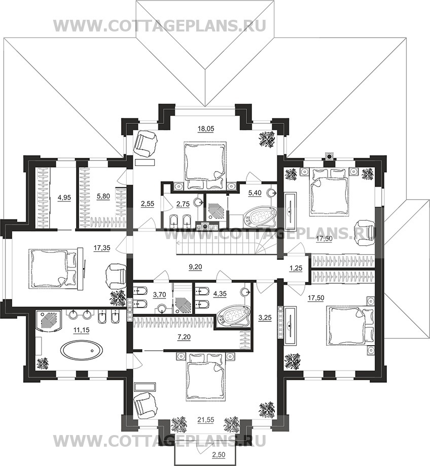 Поэтажные планы проект дома 203-12 общ. площадь 449,90 м2