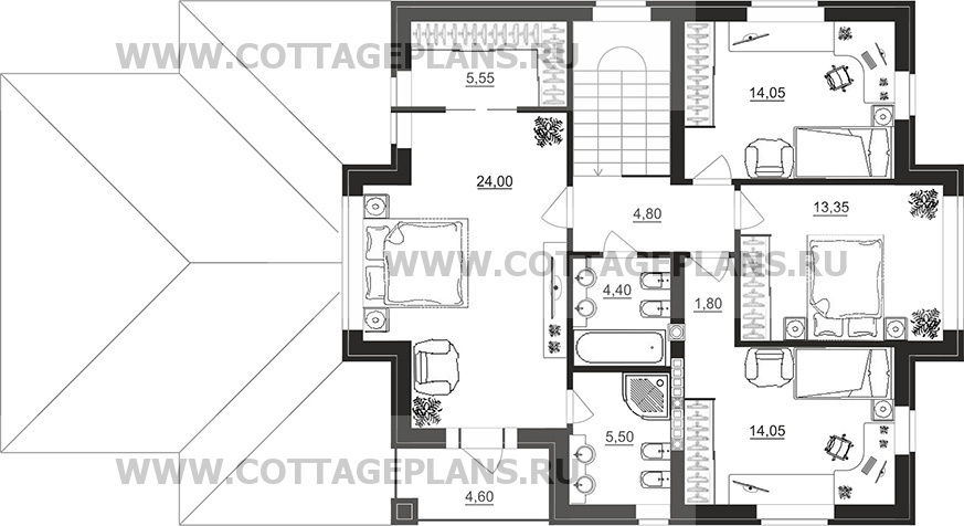 Поэтажные планы проект дома 76-07 общ. площадь 303,30 м2