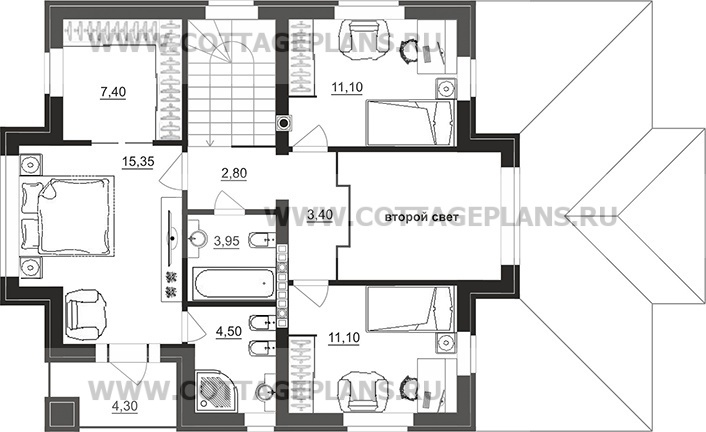Поэтажные планы проект дома 98-15 общ. площадь 203,15 м2