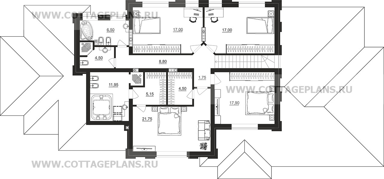 Поэтажные планы проект дома 105-44 общ. площадь 427,05 м2