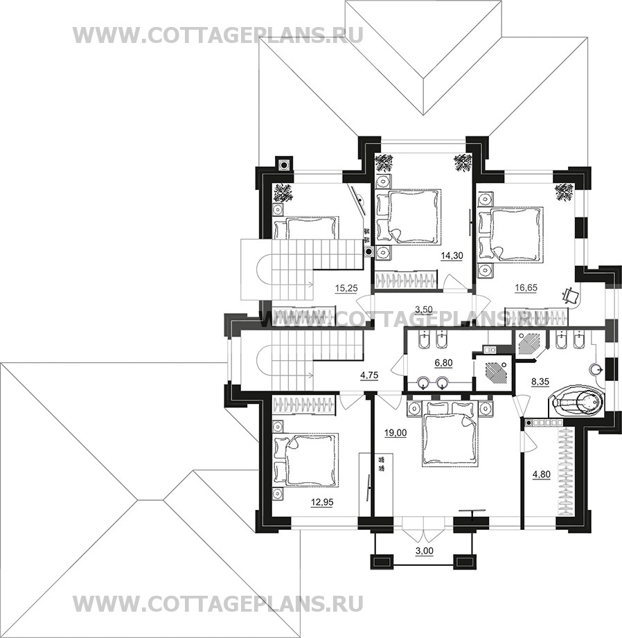 Поэтажные планы проект дома 100-94 общ. площадь 263,45 м2