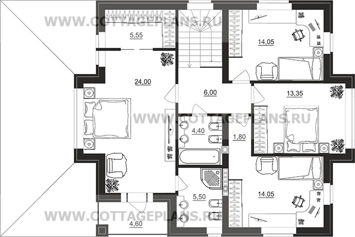 Поэтажные планы проект дома 29-97 общ. площадь 196,30 м2