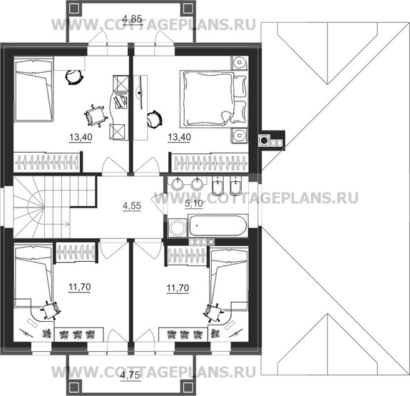 Поэтажные планы проект дома 29-23 общ. площадь 155,45 м2