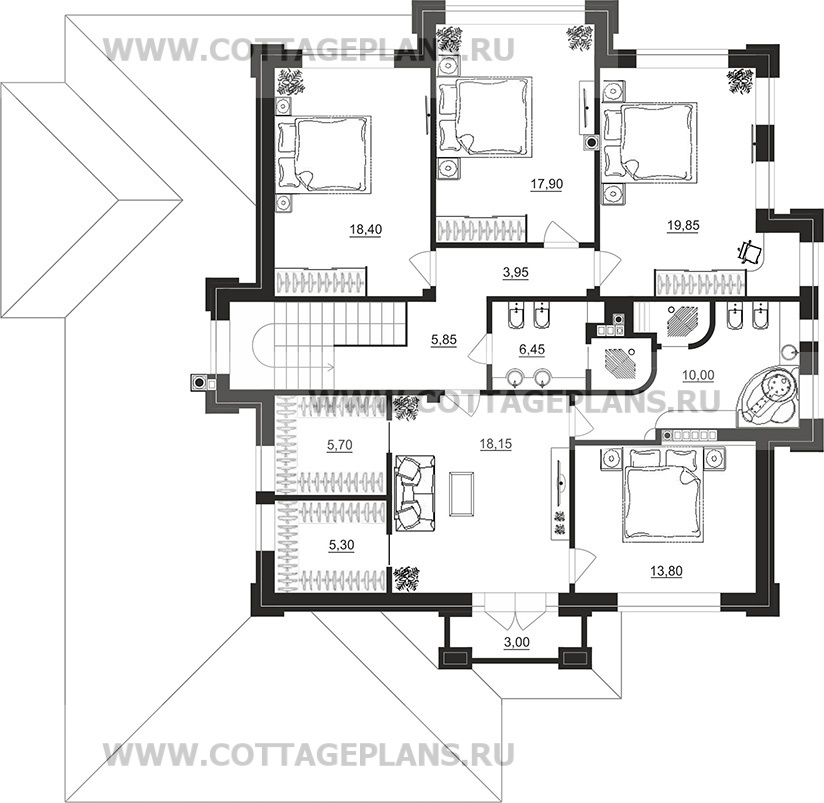 Поэтажные планы проект дома 201-98 общ. площадь 395,40 м2