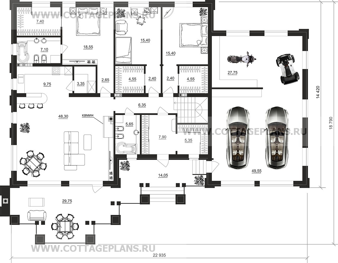 Поэтажные планы проект дома 91-85 общ. площадь 410,35 м2