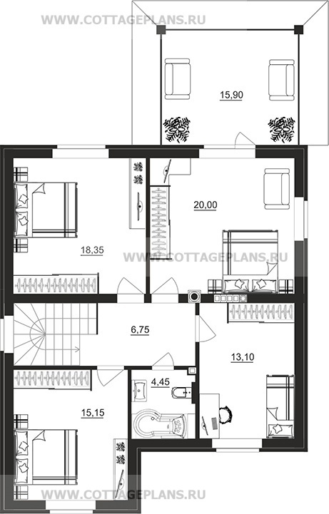 Поэтажные планы проект дома 206-27 общ. площадь 155,30 м2