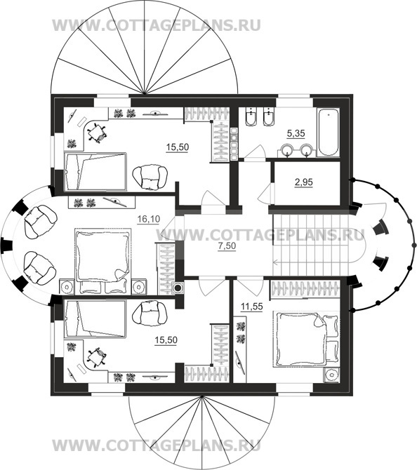 Поэтажные планы проект дома 29-07 общ. площадь 150,30м2