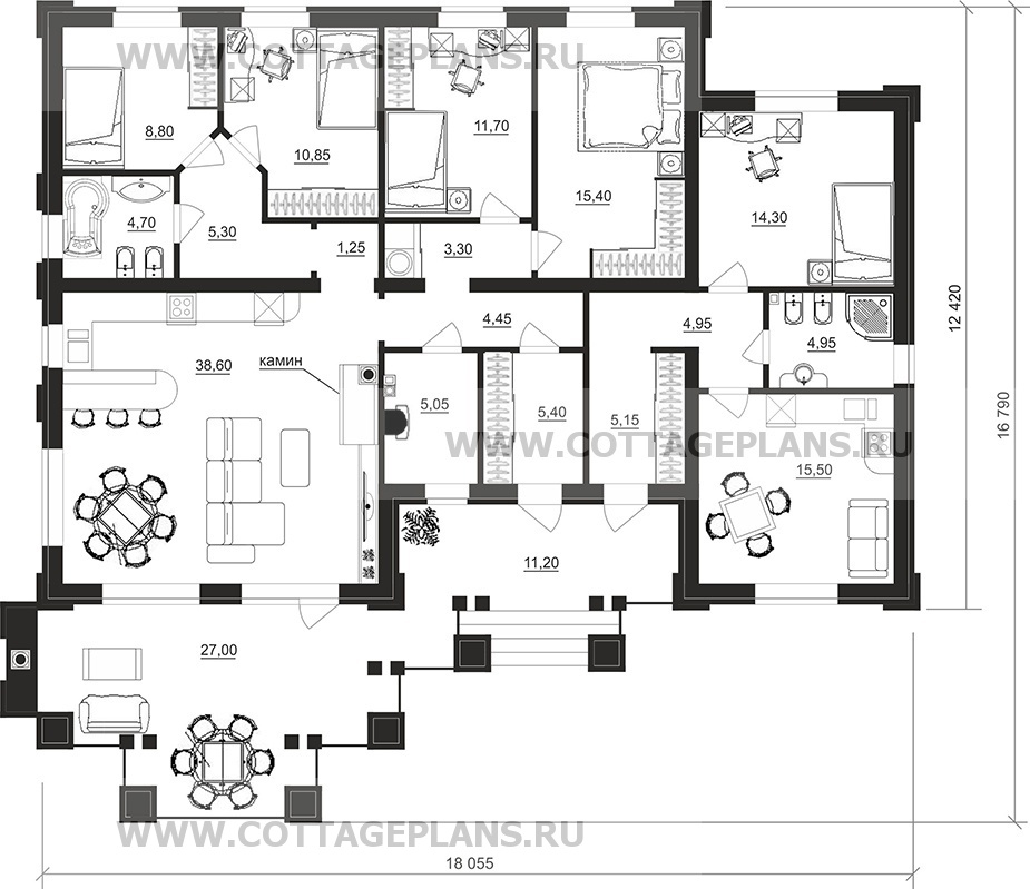 Поэтажные планы проект дома 902-54 общ. площадь 160,50 м2