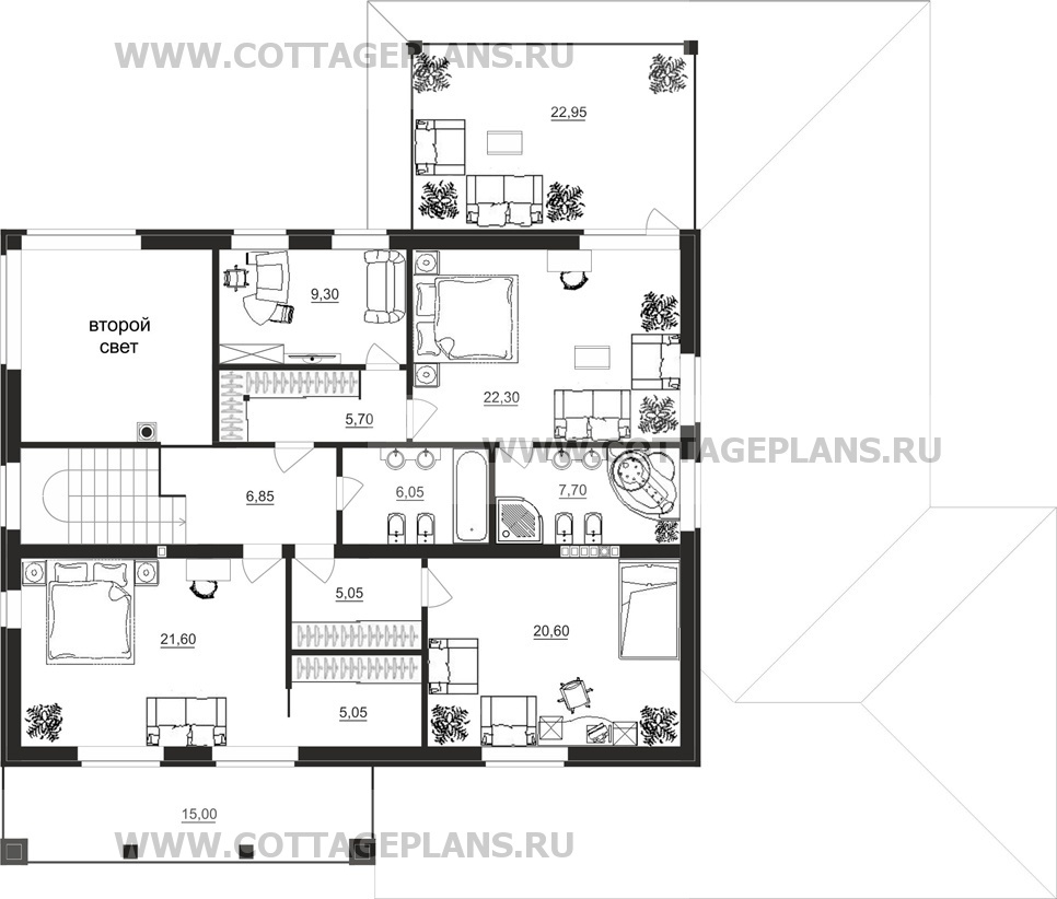 Поэтажные планы проект дома 15-31 общ. площадь 374,85 м2