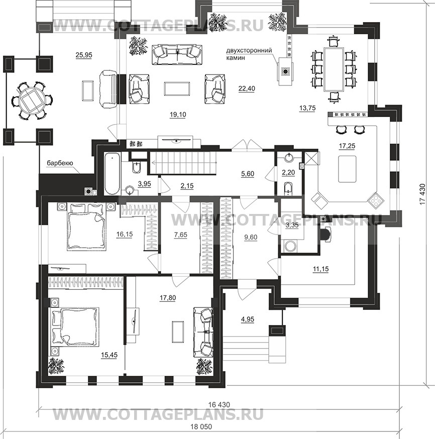 Поэтажные планы проект дома 102-05 общ. площадь 292,90 м2