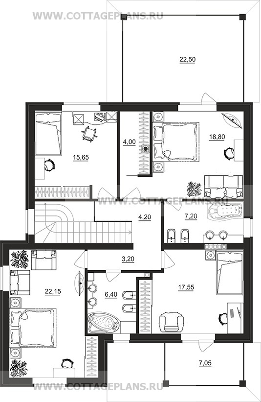 Поэтажные планы проект дома 16-52 общ. площадь 194,25 м2