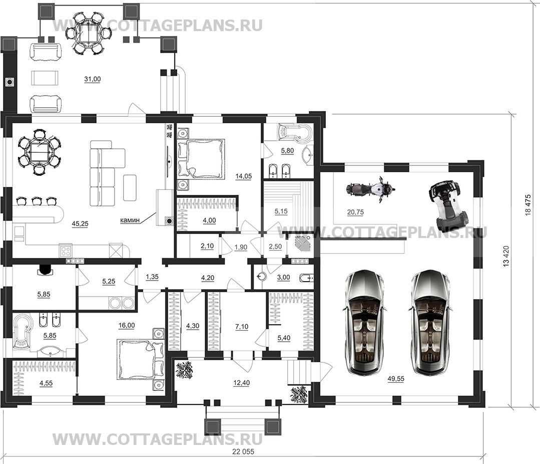 Поэтажные планы проект дома 90-75 общ. площадь 214,75 м2
