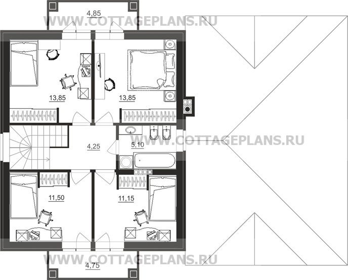 Поэтажные планы проект дома 15-76 общ. площадь 169,90 м2