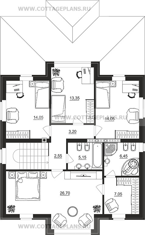 Поэтажные планы проект дома 71-48 общ. площадь 276,15 м2