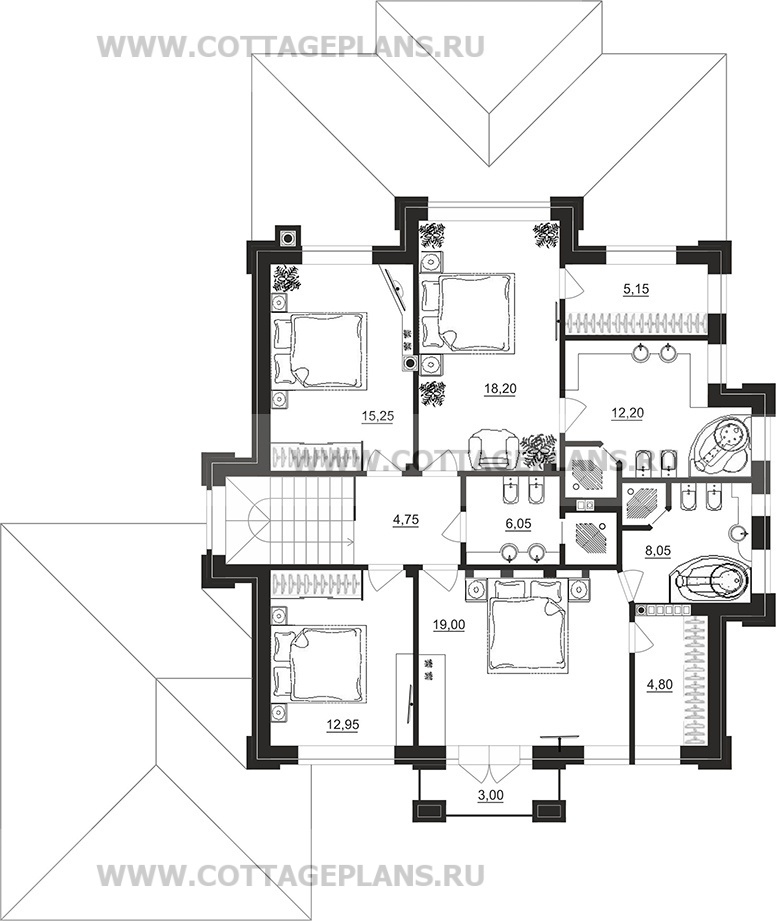 Поэтажные планы проект дома 201-91 общ. площадь 347,00 м2