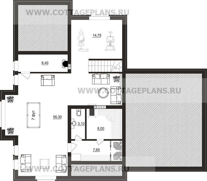 Поэтажные планы проект дома 98-56 общ. площадь 338,00 м2