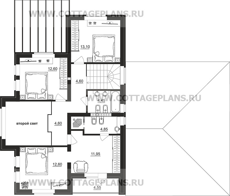 Поэтажные планы проект дома 78-64 общ. площадь 295,30 м2