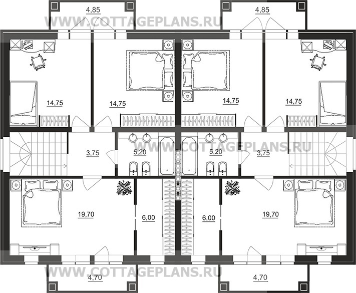 Поэтажные планы проект дома 86-17 общ. площадь 261,10 м2