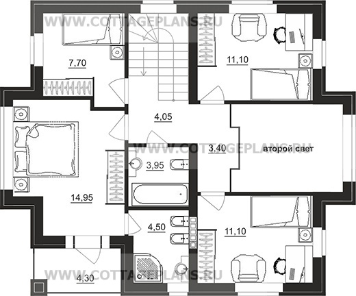 Поэтажные планы проект дома 95-57 общ. площадь 121,45 м2