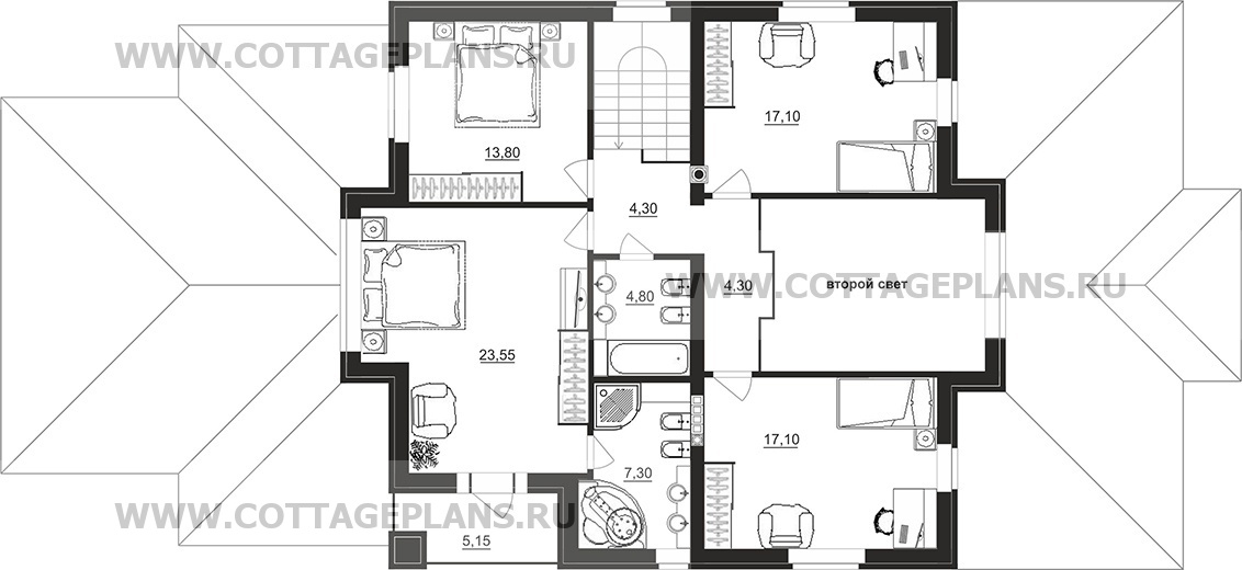 Поэтажные планы проект дома 97-23 общ. площадь 251,45 м2