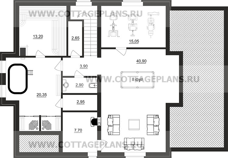 Поэтажные планы проект дома 201-49 общ. площадь 333,00 м2