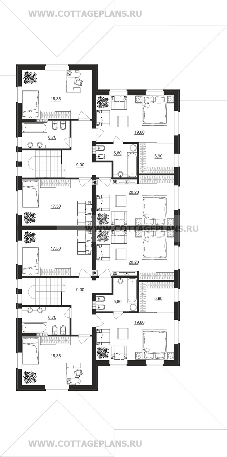 Поэтажные планы проект дома 26-30 общ. площадь 413,90 м2