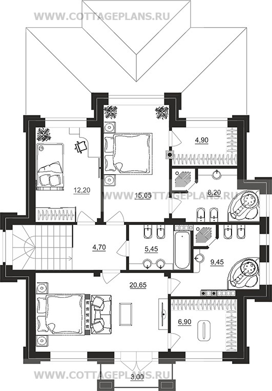 Поэтажные планы проект дома 101-75 общ. площадь 257,90 м2